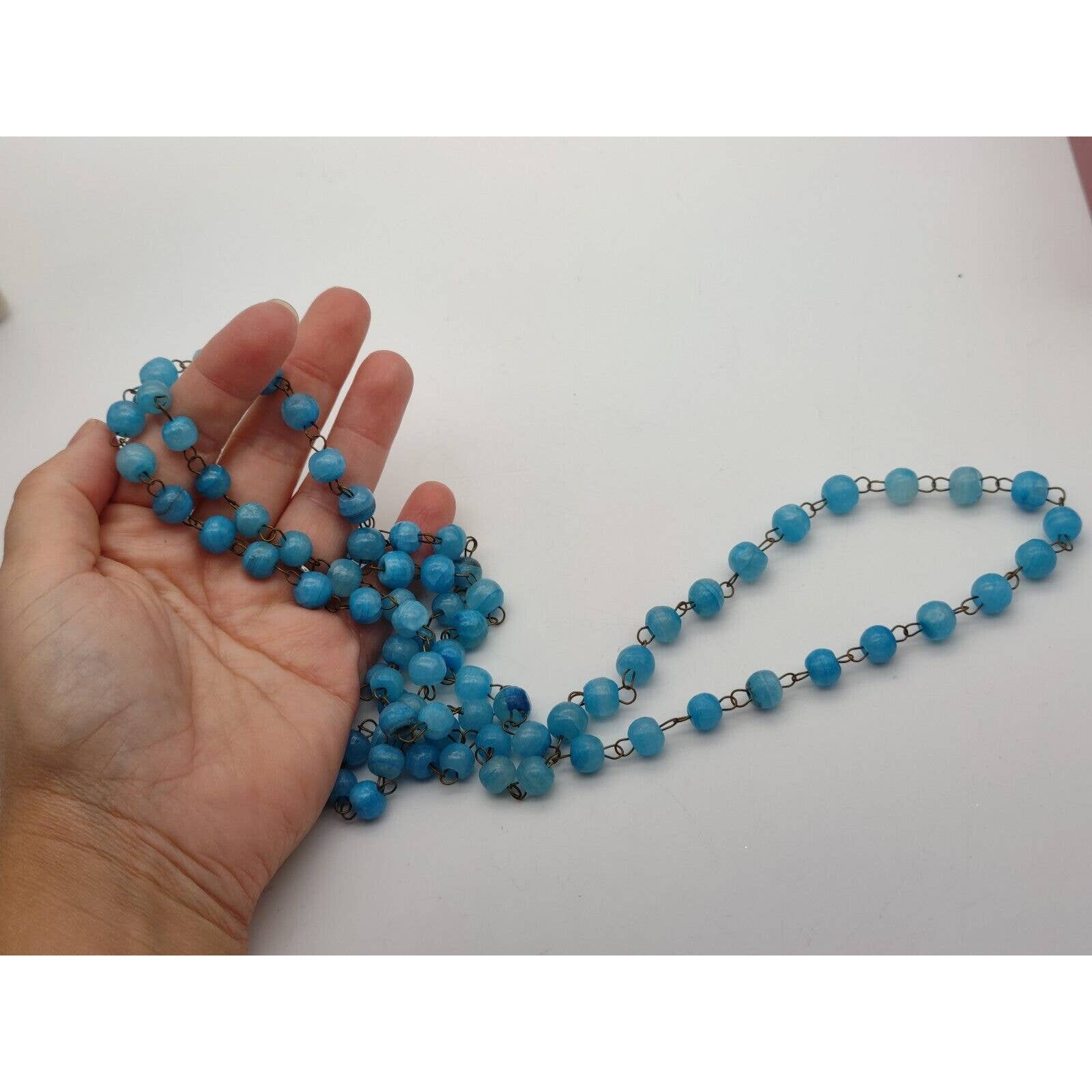 Blue Banded Agate Necklace Strand 50
